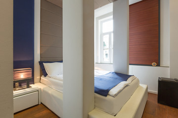 Fototapeta na wymiar Interior of a modern luxury hotel bedroom