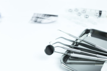 Fototapeta premium Selective focus Set of dental tools for teech care .