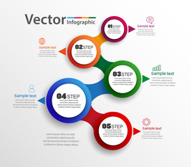 Fototapeta premium Vector infographics design and marketing icons can be used for workflow layout, diagram, annual report, web design. Business concept with 5 options, steps or processes. Eps 10