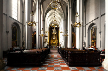 Augustinian parish church (Augustinerkirche) in Vienna, Austria. Main nave view
