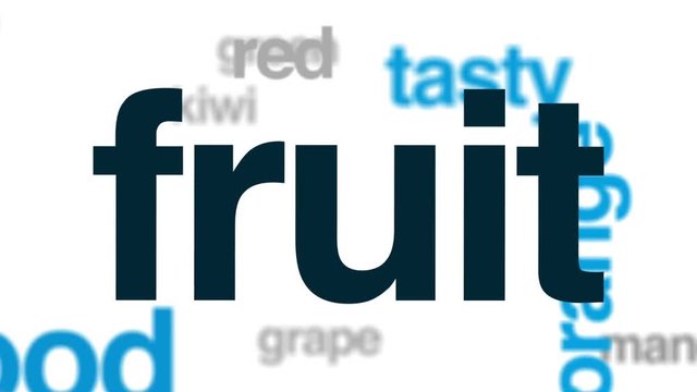 Fruit animated word cloud, text design animation.