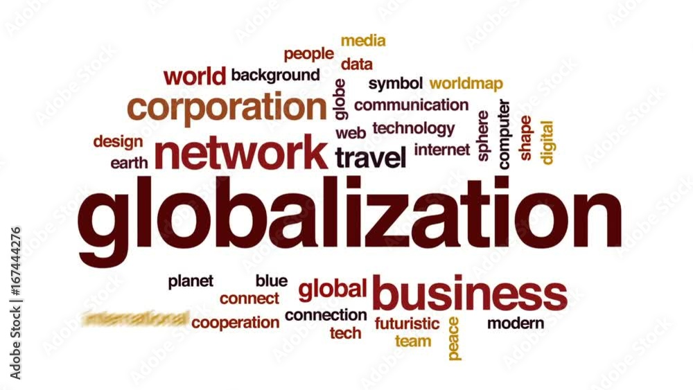 Poster globalization animated word cloud, text design animation.