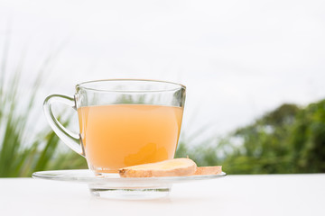 Ginger tea from ground ginger and honey