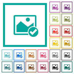 Image ok flat color icons with quadrant frames