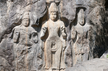 Buduruwagala buddhas in Sri Lanka