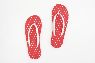 Red sandals isolated on white background