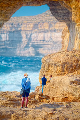 On the cliffs of (now collapsed) Azur Window, Gozo, Malta