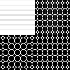 Simple repeating texture with circles and vertical stripes. Vector seamless pattern.