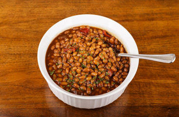 Brown Beans in White Casserole