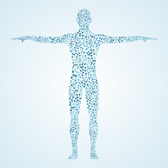 Human body with molecules DNA. Medicine, science and technology concept. Illustration