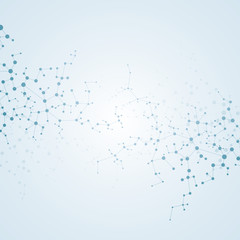 Molecule structure dna and neurons, connected lines with dots, genetic and chemical compounds, illustration.