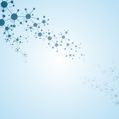 Molecule structure dna and neurons, connected lines with dots, genetic and chemical compounds, illustration.