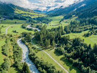 Fototapeta na wymiar Aerial view of alpine valley in Switzerland