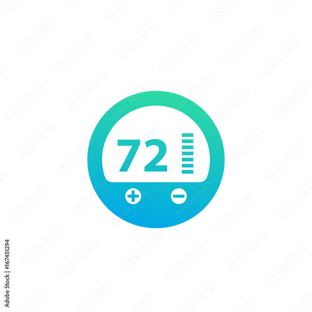 Poster thermostat icon, vector pictogram on white