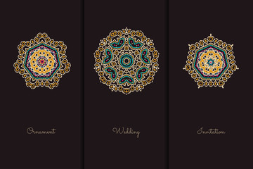 Vector elements for design template. Ornate decor for invitations, greeting cards, certificate, labels, badges, tags