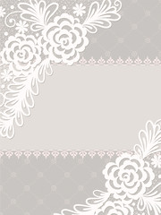 Template frame  design for card. Vintage Lace Doily
