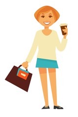 Cheerful woman with coffee