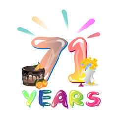71 years anniversary greeting card.