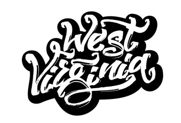 West Virginia. Sticker. Modern Calligraphy Hand Lettering for Serigraphy Print