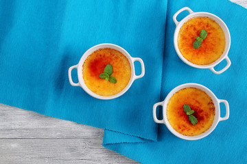 tasty Creme brulee, classic catalana dessert