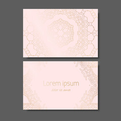 Business Card. Vintage decorative elements. Ornamental floral business cards, oriental pattern.