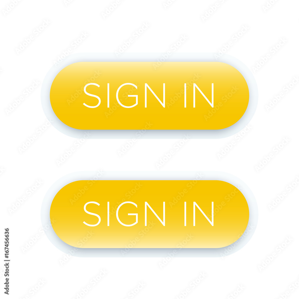 Poster sign in buttons for websites, yellow version