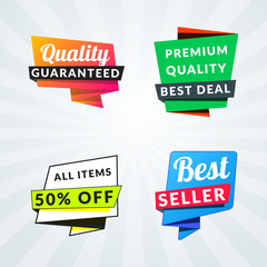 Set of sale banners and labels. Design elements for promotion. Vector illustration