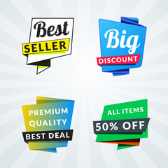 Set of sale banners and labels. Design elements for promotion. Vector illustration