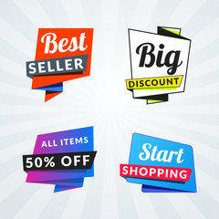 Set of sale banners and labels. Design elements for promotion. Vector illustration