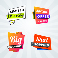 Set of sale banners and labels. Design elements for promotion. Vector illustration