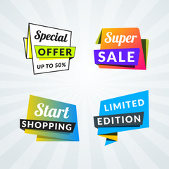 Set of sale banners and labels. Design elements for promotion. Vector illustration