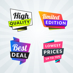 Set of sale banners and labels. Design elements for promotion. Vector illustration