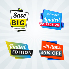 Set of sale banners and labels. Design elements for promotion. Vector illustration