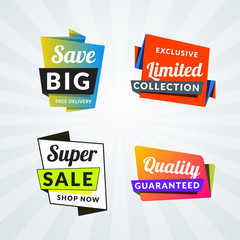 Set of sale banners and labels. Design elements for promotion. Vector illustration
