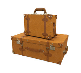 Pile of Vintage Suitcases Isolated