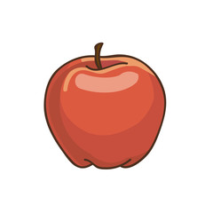 Red apple cartoon drawing. Fresh fruit.