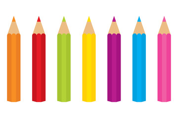 Vector Set of Colored Pencils.