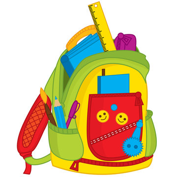 Vector Colorful School Bag. Vector Kids Backpack