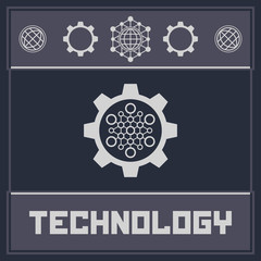 Gear and hexagon sign. Technology and science logo. Futuristic element.