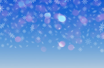 красивый зимний фон из белых снежинок на синем фоне     