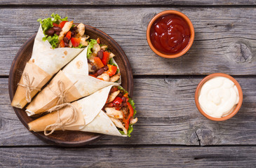 Mexican burrito with chicken