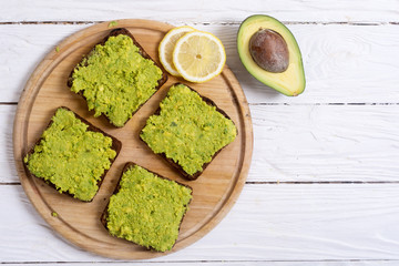Toast with bread an avocado