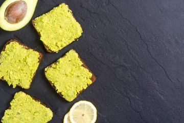 Toast with bread an avocado