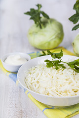 Salad with kohlrabi. Vegetarian food.