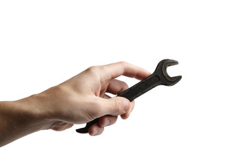hand hold spanner tool in hand