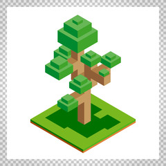 Obraz premium Isometric vector tree icon for forest, park, city. Landscape constructor for game, map, prints, ets. Isolated on white background.