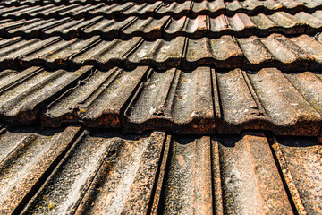 Old roof of orange tile