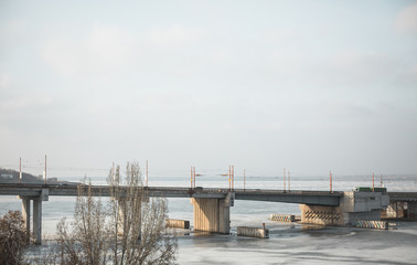Fototapeta na wymiar a bridge with passing cars on it