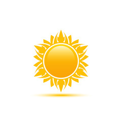 Abstract sun icon with yellow shadow.