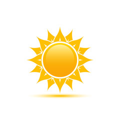 Abstract sun icon with yellow shadow.